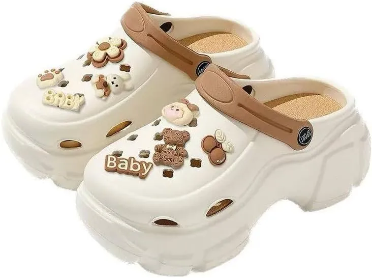 Women's DIY Platform Clogs Slip On Slides Shoes Beach Sandals Gardener Clog Hight Heels Mule Slippers Garden Shoes Sandals