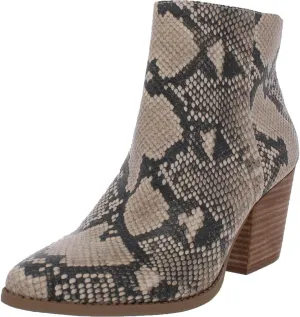 Womens Eryn Snake Print Block Heel Boot Ivory 9.5 Medium (B,M)