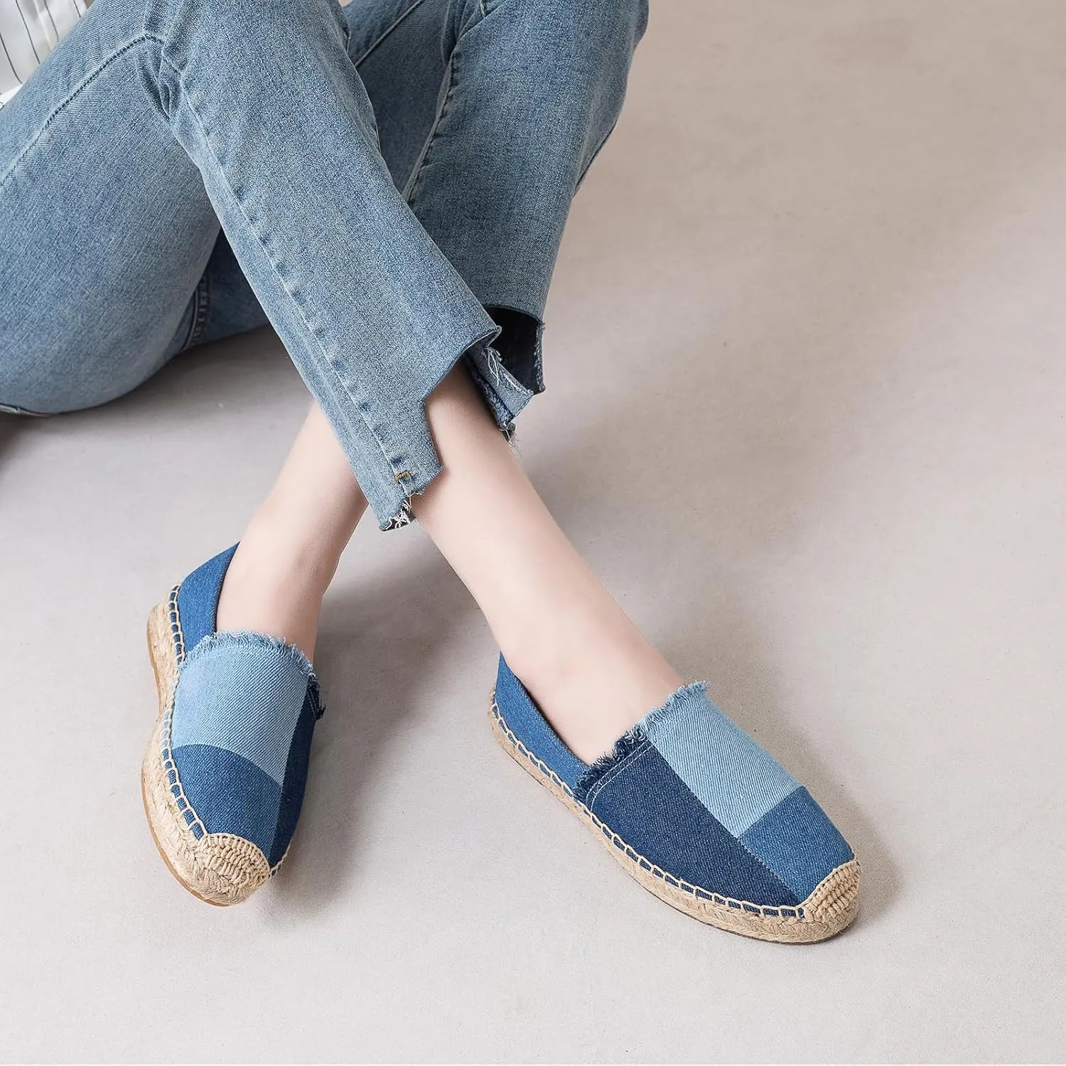 Women's Flat Espadrilles - Soft Women Sneakers Handcrafted Canvas Espadrille Fashion Simple Design Non-Slip Sole Suitable for Summer,Spring,Autumn