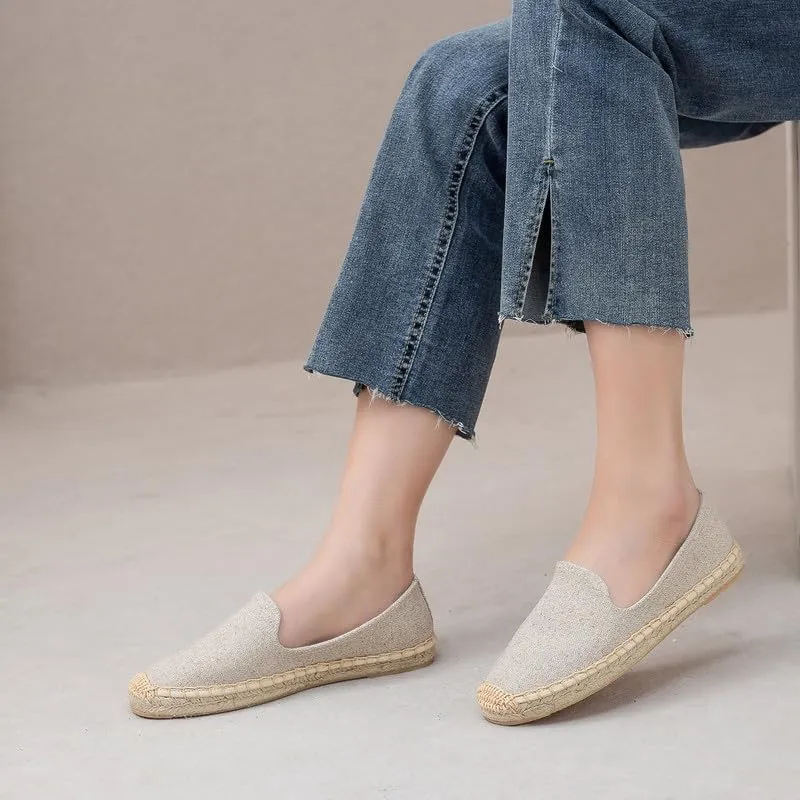 Women's Flat Espadrilles - Soft Women Sneakers Handcrafted Canvas Espadrille Fashion Simple Design Non-Slip Sole Suitable for Summer,Spring,Autumn