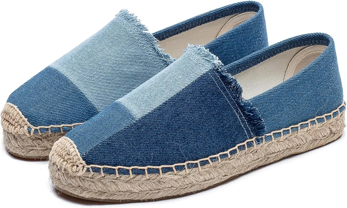 Women's Flat Espadrilles - Soft Women Sneakers Handcrafted Canvas Espadrille Fashion Simple Design Non-Slip Sole Suitable for Summer,Spring,Autumn