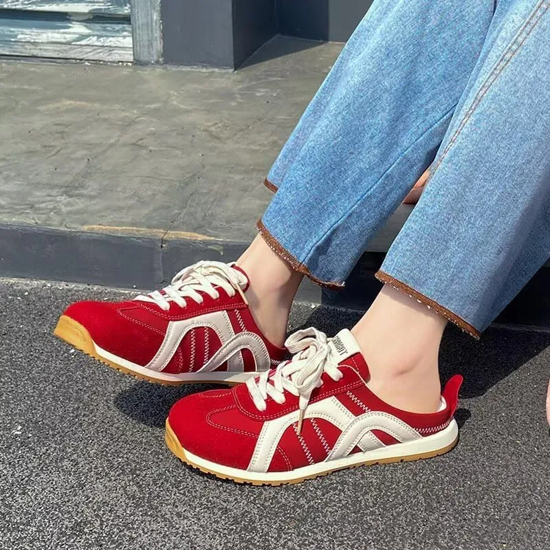 Women's Flat Mule Fashion SneakersSlip-On Comfortable CasualBackless Daily Walking Shoes,Womens Non-Slip Loafers Home & Indoor/Outdoor House Dressy Slippers