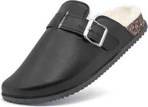 Womens Fuzzy Platform Clogs Men’s Cork Footbed Mules Clog Slip On Fur Lined Potato Shoes Classic Comfort Nursing Clogs