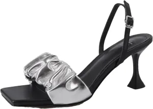 Women's Gold Pleated Strap Summer Sandals, Chic Fashion Thin High Heels Prom Party Pump