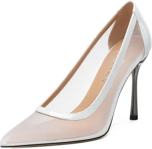 Womens Heeled Pumps, Pointed Stiletto Heels Shoes for Women, Sexy Mesh Upper High Heel Dressy Shoes 3.5"