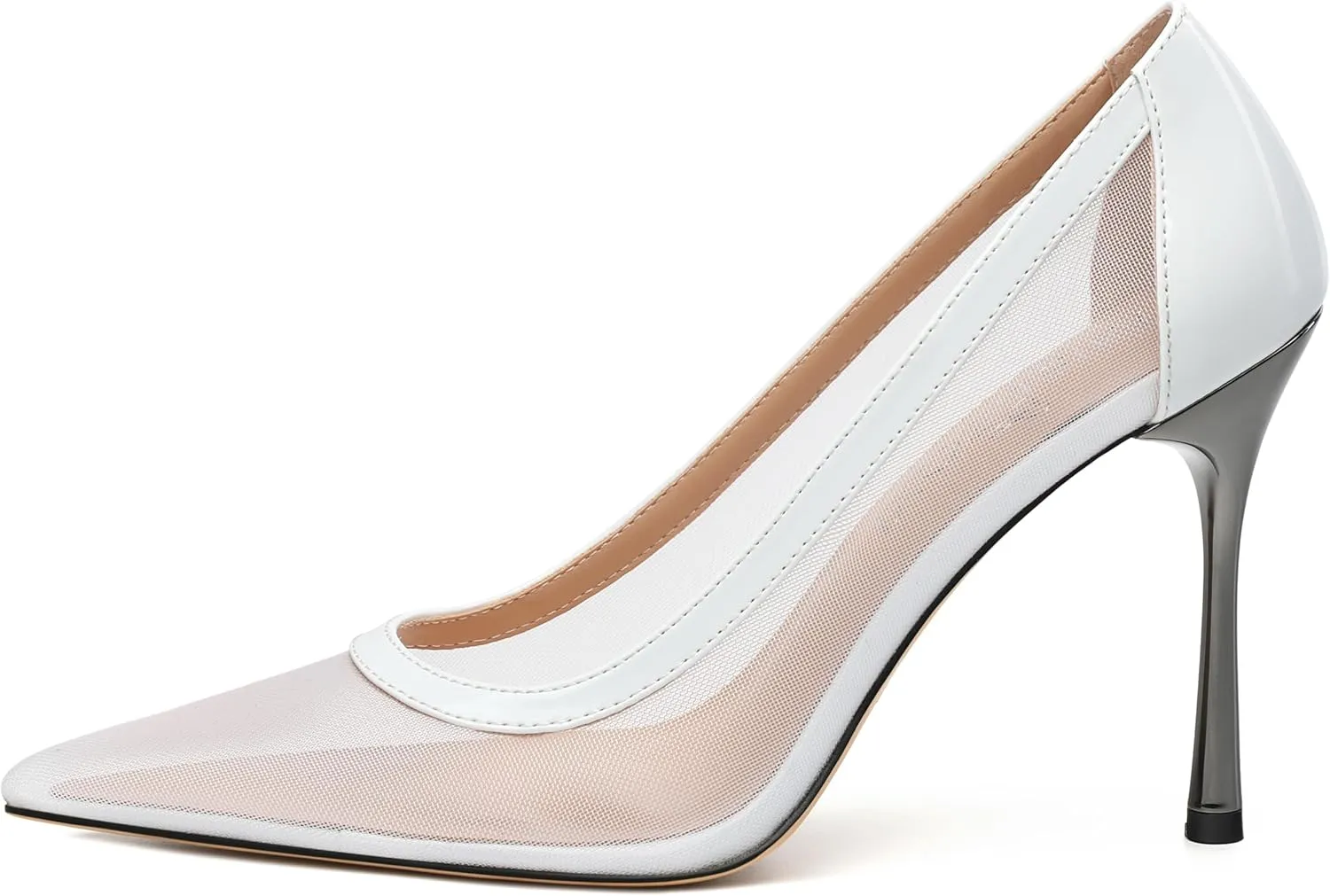 Womens Heeled Pumps, Pointed Stiletto Heels Shoes for Women, Sexy Mesh Upper High Heel Dressy Shoes 3.5"