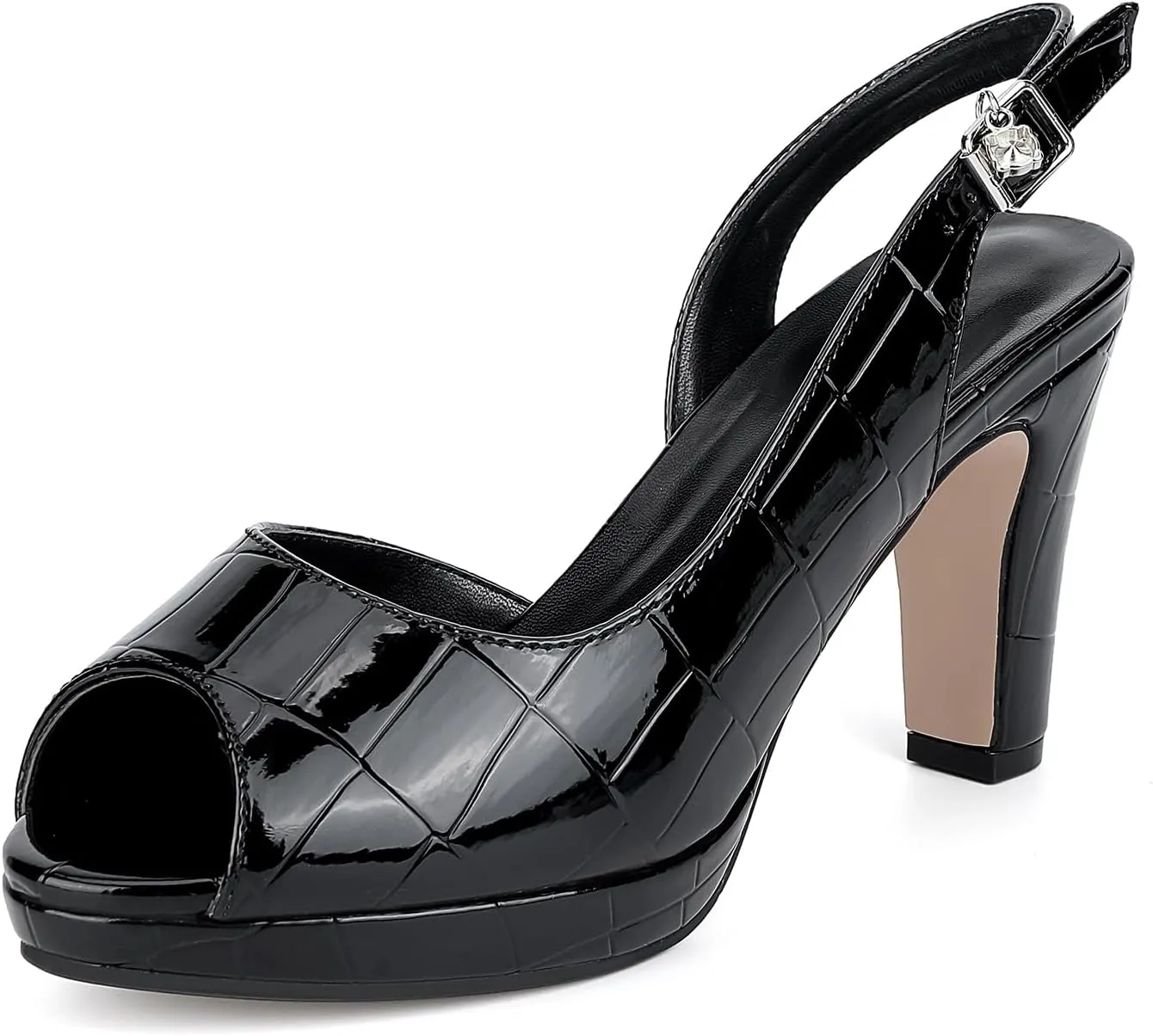 Women's Heels: High Block Platform Heel, Closed Round Toe Ankle Strap Mary Jane Buckle Party Dress Shoes