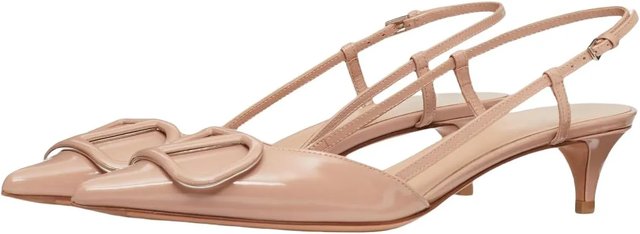 Women's Kitten Heel Slingback Pumps Closed Toe Pointed Toe Chic Low Heels for Work, Prom