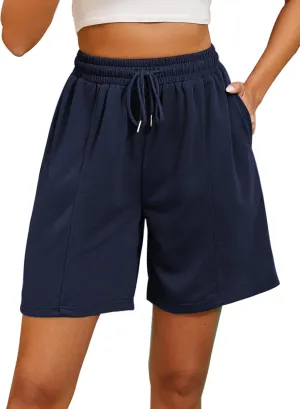 Women's Long Sweat Shorts with Pockets Bermuda Shorts Casual Summer Shorts Loose Lounge Shorts