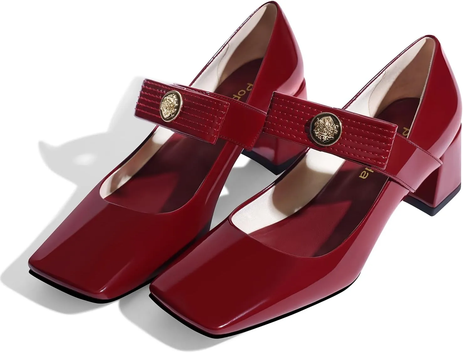 Womens Mary Jane Shoes Pumps Low Heels Closed Squera Toe Chunky Comfortable Dress Shoes Bow Tie Wedding Bride