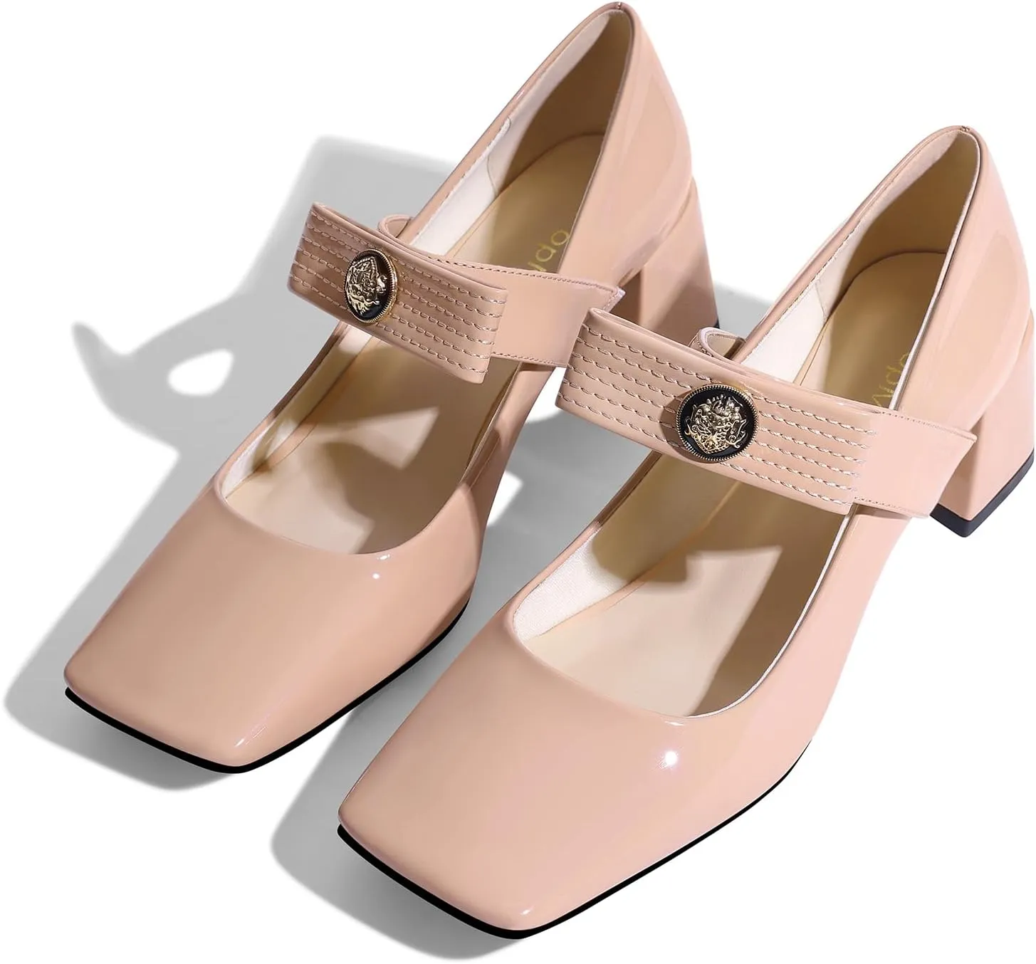 Womens Mary Jane Shoes Pumps Low Heels Closed Squera Toe Chunky Comfortable Dress Shoes Bow Tie Wedding Bride