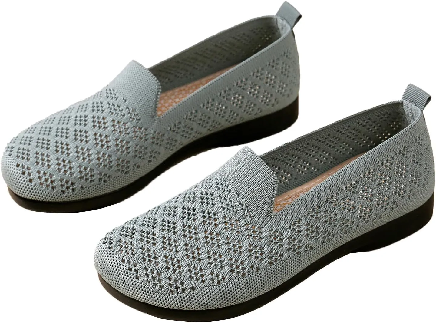 Women's Mesh Cutout Cloth Flats Loafer Shoes Round Toe Comfort Breathable Casual Slip On Walking Shoes for Flexible Workout