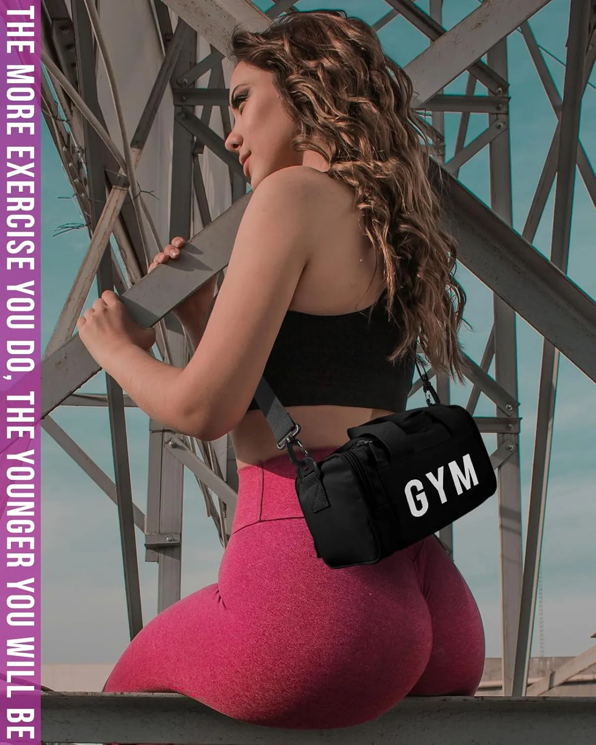Women's Mini Gym Bag - Fashionable and Cute Sports Bag, Small Duffel Crossbody Gym Handbag for Travel/Hiking