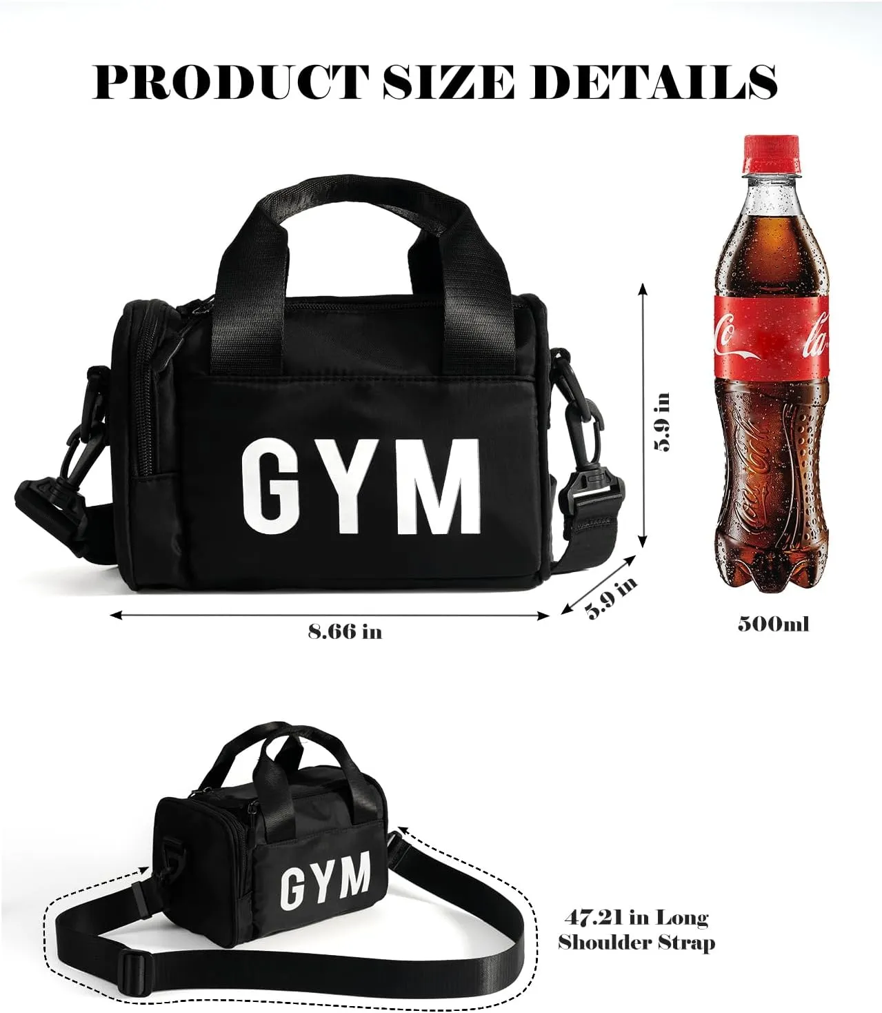 Women's Mini Gym Bag - Fashionable and Cute Sports Bag, Small Duffel Crossbody Gym Handbag for Travel/Hiking