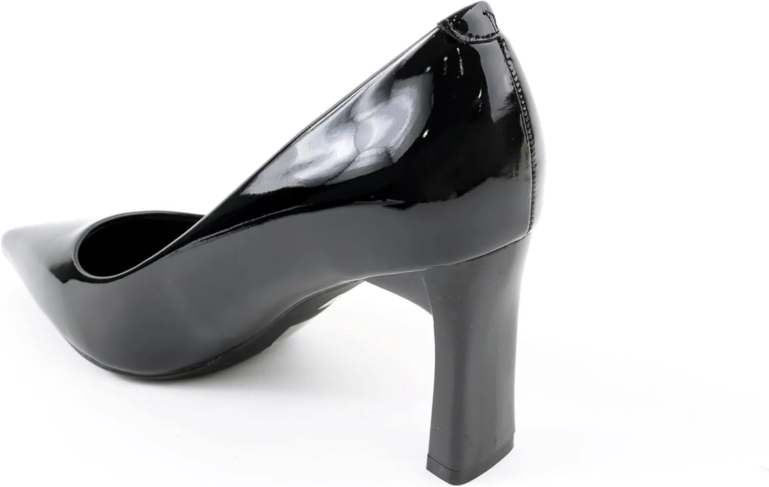 Women's Patent Leather Block Heel Pumps, Pointed-Toe Slip-On Dress Shoes, Comfortable Mid-Heel