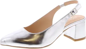 Women's Pointed Toe Block Heel Pumps Slingback Chunky Slip On Low Mid Heel Closed Toe