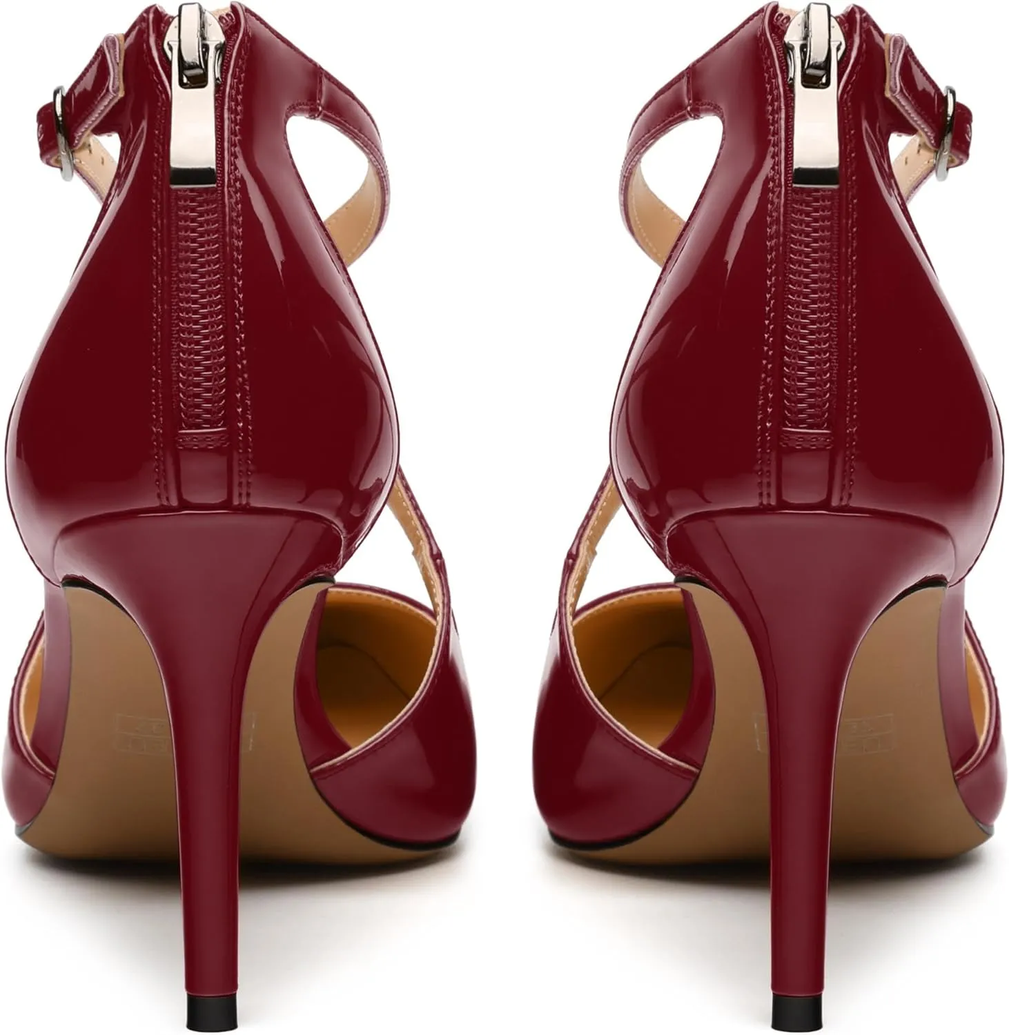 Womens Ponited Toe High Heel Pumps Crisscross Strap Sandals Open Side Stiletto Heel Dress Shoes