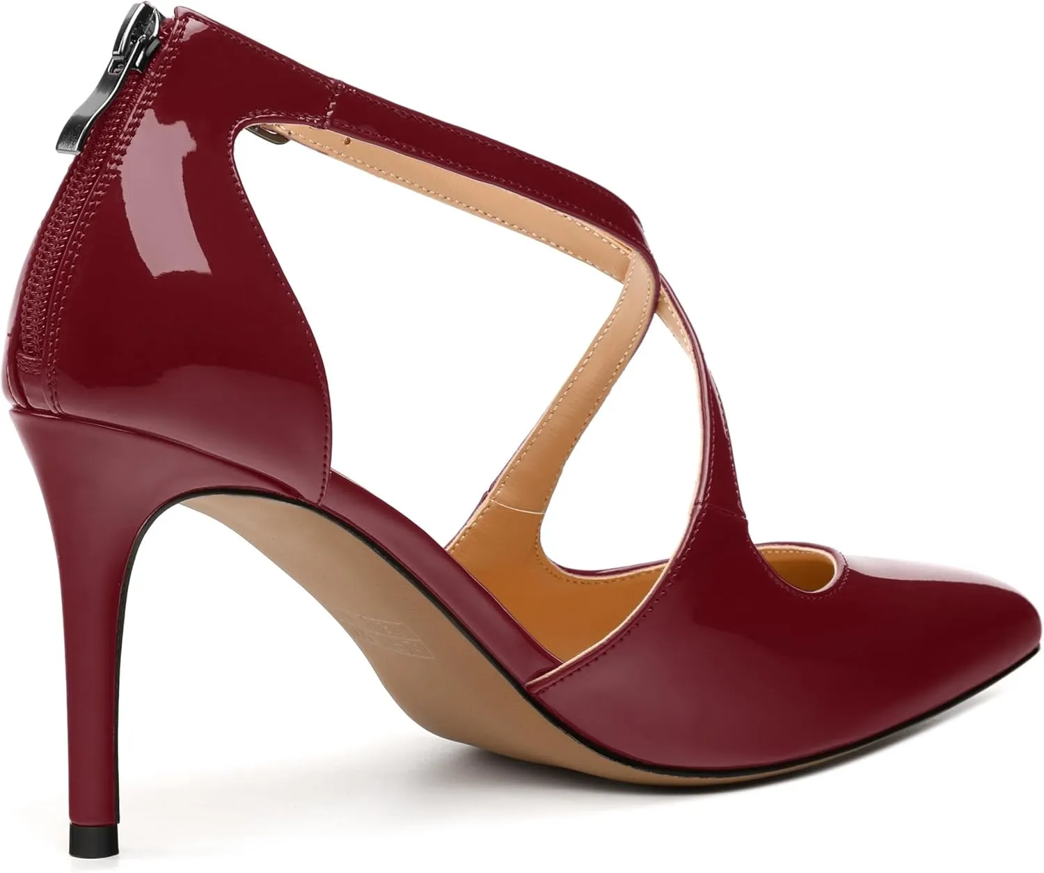 Womens Ponited Toe High Heel Pumps Crisscross Strap Sandals Open Side Stiletto Heel Dress Shoes