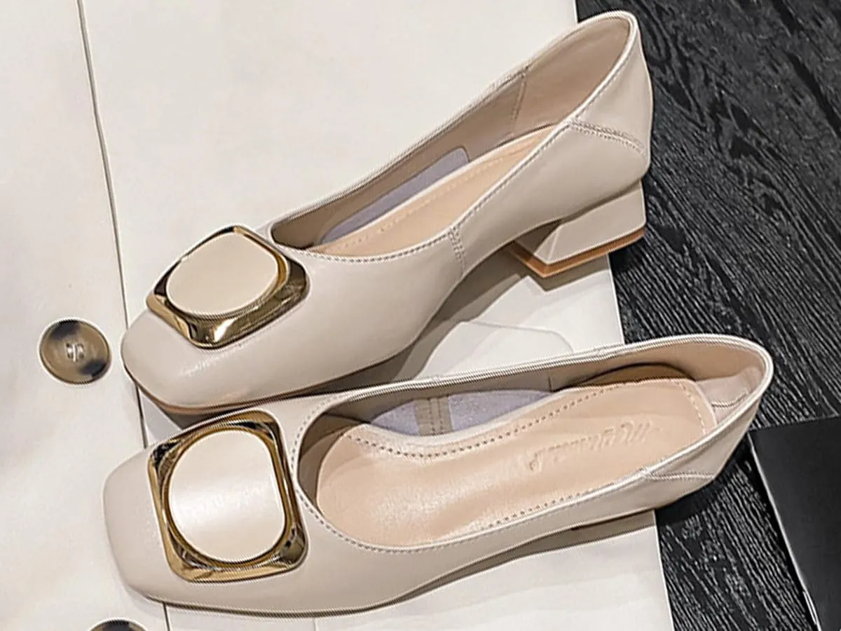 Women's Pumps Shoes Platform Low Heels Square Toe Chunky Heels Leather Solid Granny Walk Shoes Mid Heel Closed Toe Block Heels Soft-Soled Slip Ons Loafer Anti-slip Dress Shoes Casual Office Party