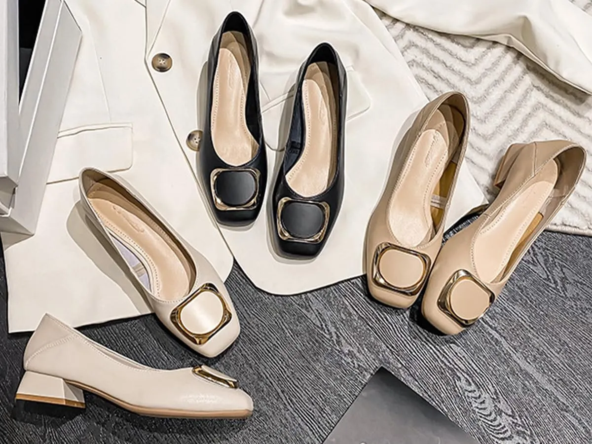 Women's Pumps Shoes Platform Low Heels Square Toe Chunky Heels Leather Solid Granny Walk Shoes Mid Heel Closed Toe Block Heels Soft-Soled Slip Ons Loafer Anti-slip Dress Shoes Casual Office Party