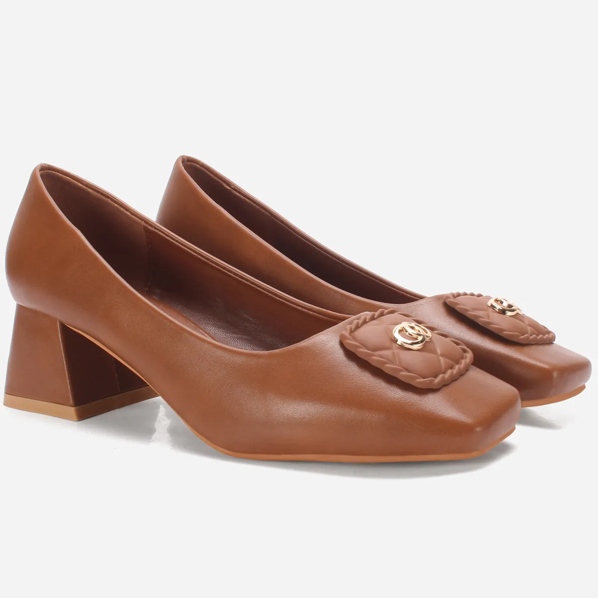 Women's "ARNA" Square Toe Block Heel Courts