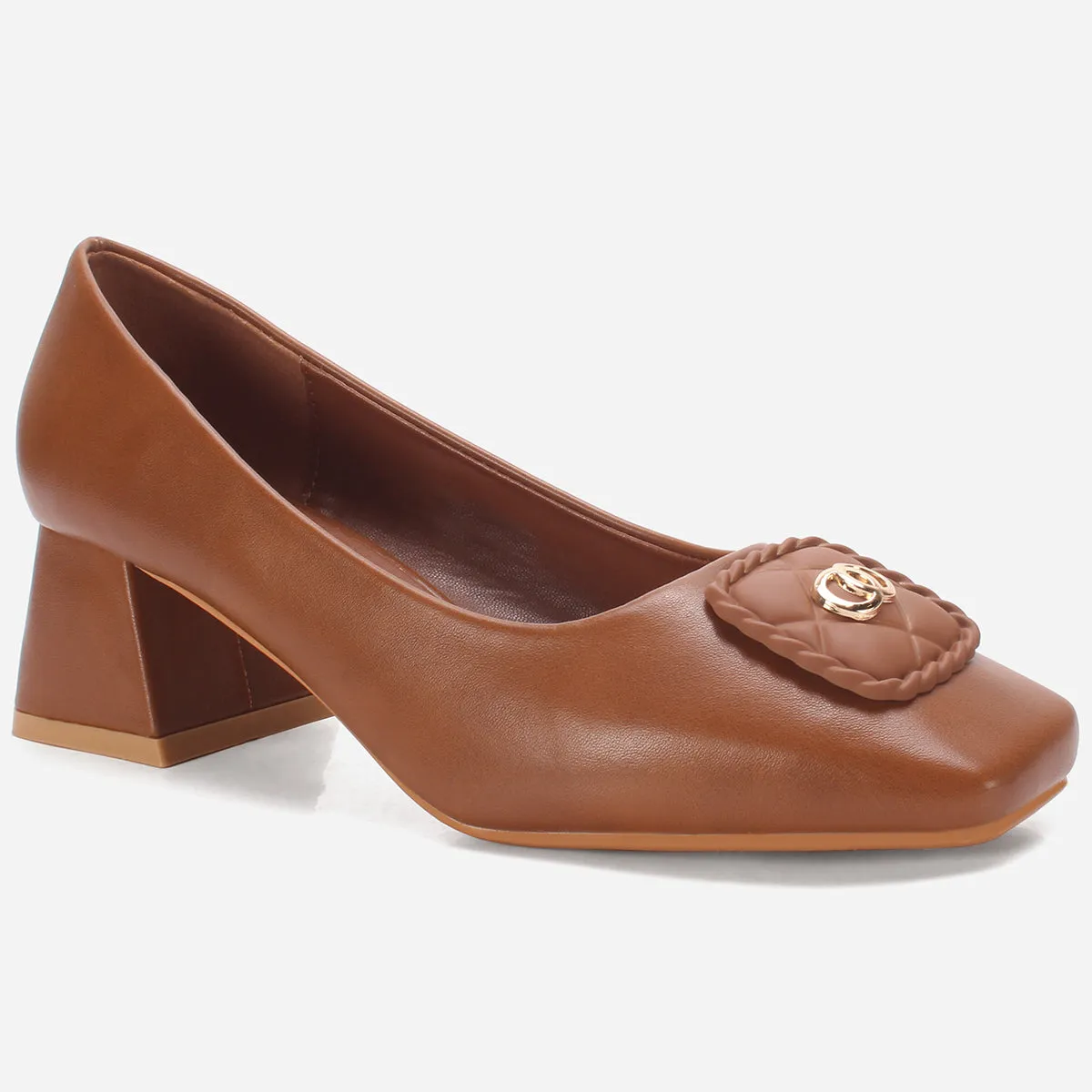 Women's "ARNA" Square Toe Block Heel Courts