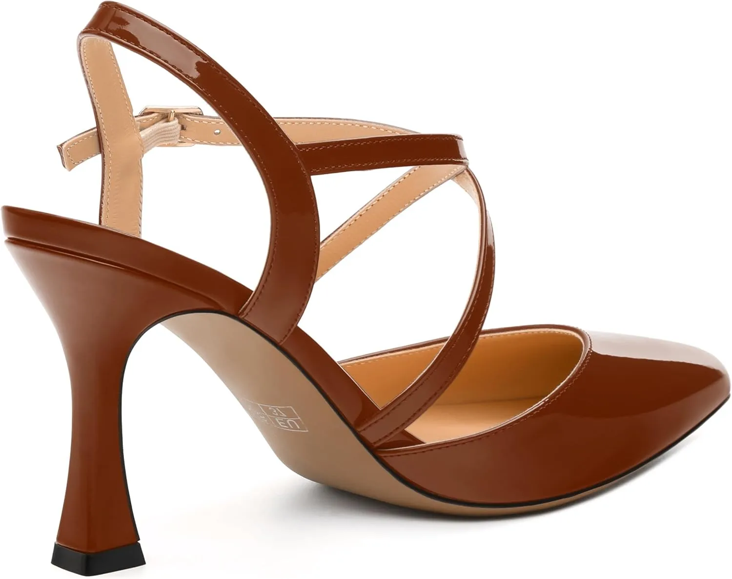 Womens Sandals, High Spool Heels Pointed Toe Sandals, Crossover Strap Kitten Heel Sandals, Closed Toe Slingback Crisscross Straps Party Dress Shoes 3.3"