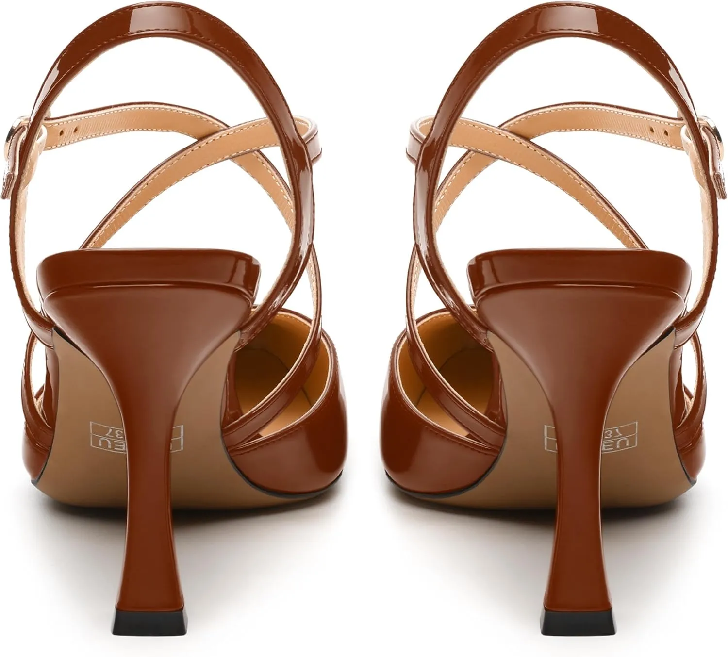 Womens Sandals, High Spool Heels Pointed Toe Sandals, Crossover Strap Kitten Heel Sandals, Closed Toe Slingback Crisscross Straps Party Dress Shoes 3.3"