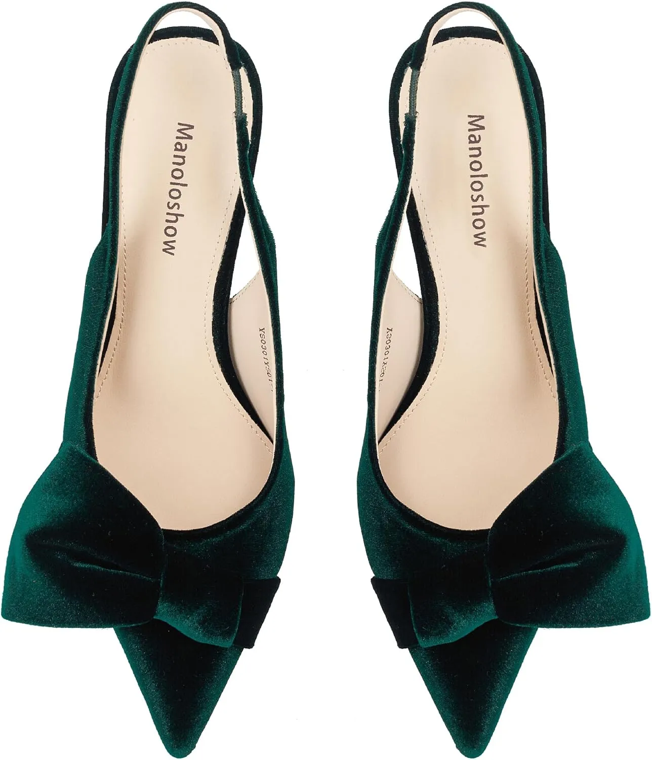 Women's Slingback Heels with Bow Leather Pointed Toe Pumps with Elasticated Strap 3.3" High Heels Evening Comfy Dress Shoes