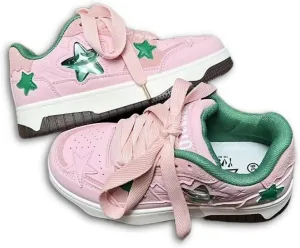 Women's Star Chunky Sneakers Y2k Aesthetic Cute Unique Comfort Casual Walking Creamy Stylish Platform Shoes for Sports