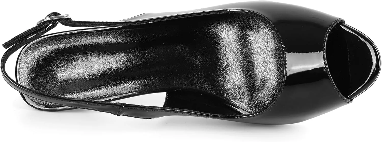 Women's Stiletto High Heel Pumps Peep Toe Pumps for Women Platform Heels Slingback Heels Sexy Dance Pumps 3.5 Inch Heels