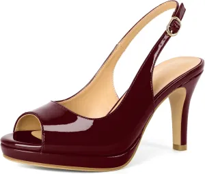 Women's Stiletto High Heel Pumps Peep Toe Pumps for Women Platform Heels Slingback Heels Sexy Dance Pumps 3.5 Inch Heels