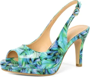 Women's Stiletto High Heel Pumps Peep Toe Pumps for Women Platform Heels Slingback Heels Sexy Dance Pumps 3.5 Inch Heels