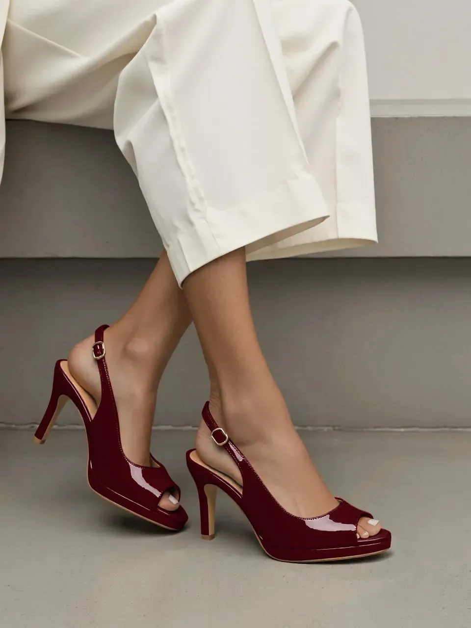 Women's Stiletto High Heel Pumps Peep Toe Pumps for Women Platform Heels Slingback Heels Sexy Dance Pumps 3.5 Inch Heels