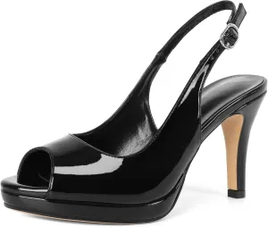 Women's Stiletto High Heel Pumps Peep Toe Pumps for Women Platform Heels Slingback Heels Sexy Dance Pumps 3.5 Inch Heels