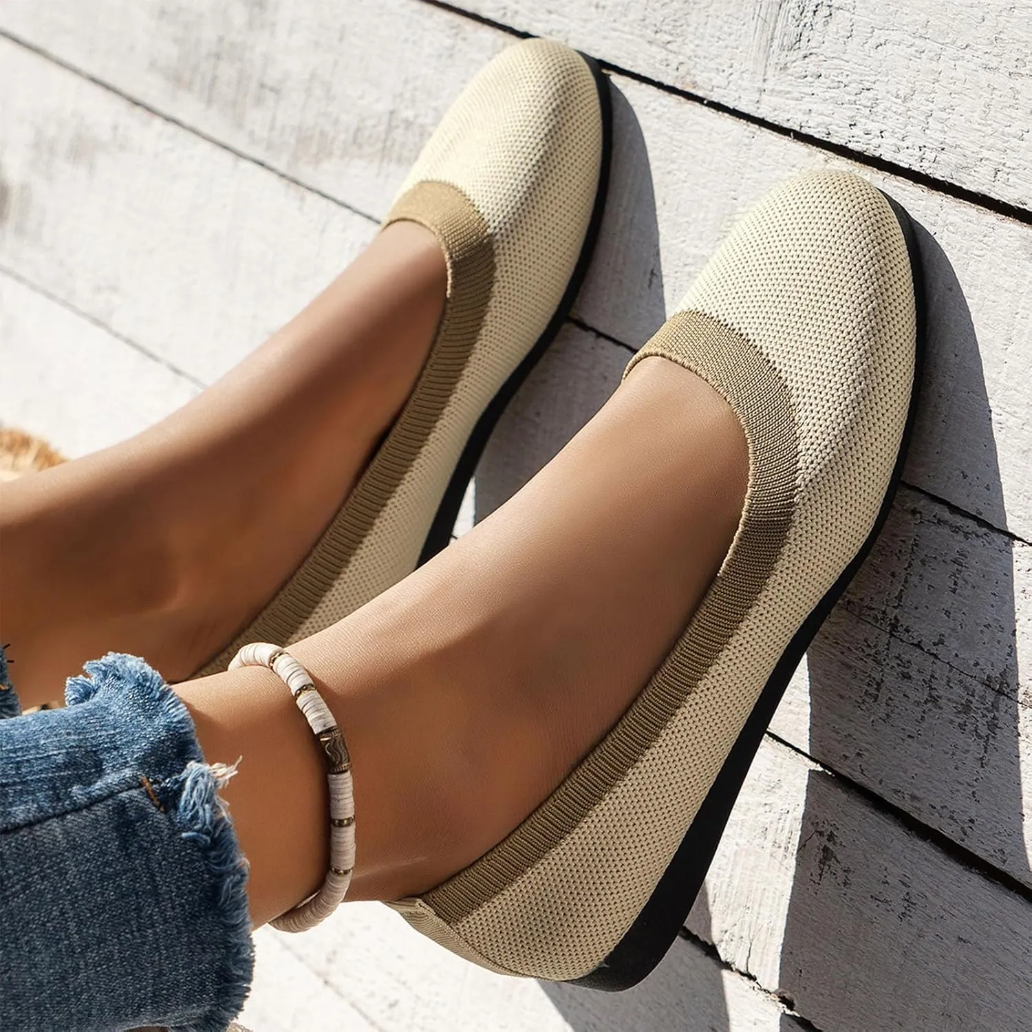 Work Flats Shoes Pointed Toe Women Flat Shoes Slip On Comfortable Walking Ballerina Cute Ballet Ladies Portable Low Wedge Loafers Ballet Flats Comfortable