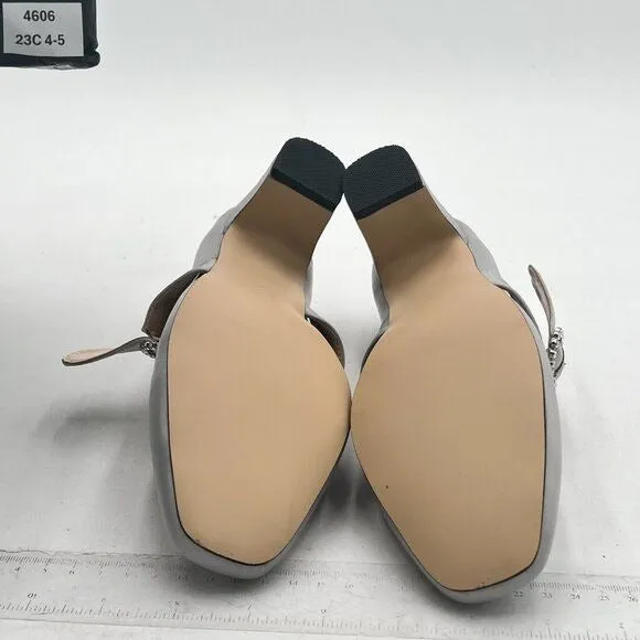 XYD Light Grey Vintage Retro Mary Jane Satin Round Toe Single Strap Buckle Pump