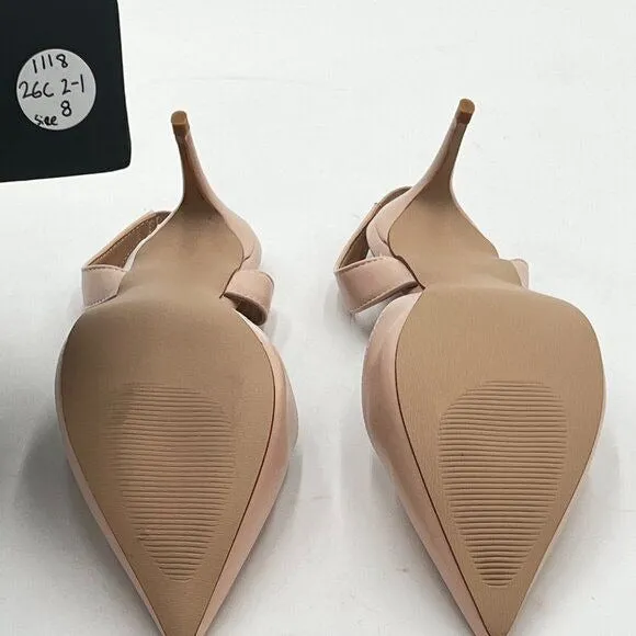 XYD Light Pink Mid Heel Slingback Pumps Pointed Toe Comfortable Dress Sandals