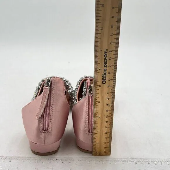 XYD Light Pink Pointed Toe D'Orsay Sparkly Ankle Strap Low Heel Wedding Sandals
