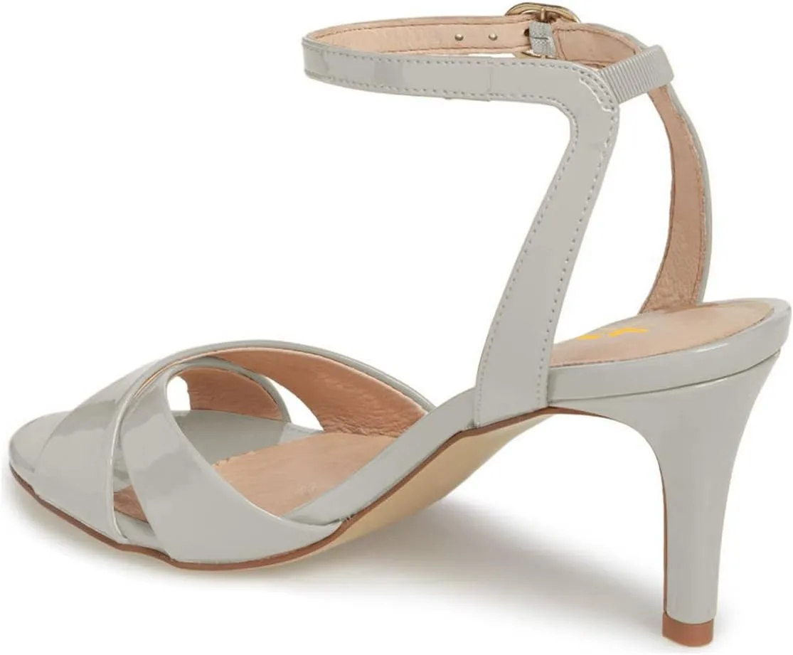 XYD Women Chic Cross Strap Slingback Ankle Strap High Heel Patent Buckle Sandal Pump Shoes
