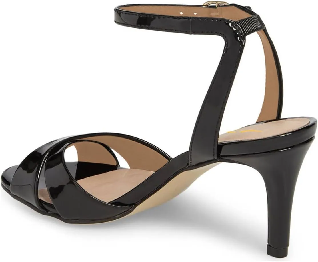 XYD Women Chic Cross Strap Slingback Ankle Strap High Heel Patent Buckle Sandal Pump Shoes