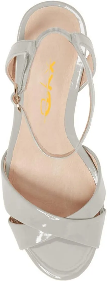 XYD Women Chic Cross Strap Slingback Ankle Strap High Heel Patent Buckle Sandal Pump Shoes