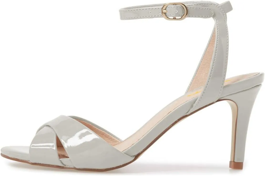 XYD Women Chic Cross Strap Slingback Ankle Strap High Heel Patent Buckle Sandal Pump Shoes