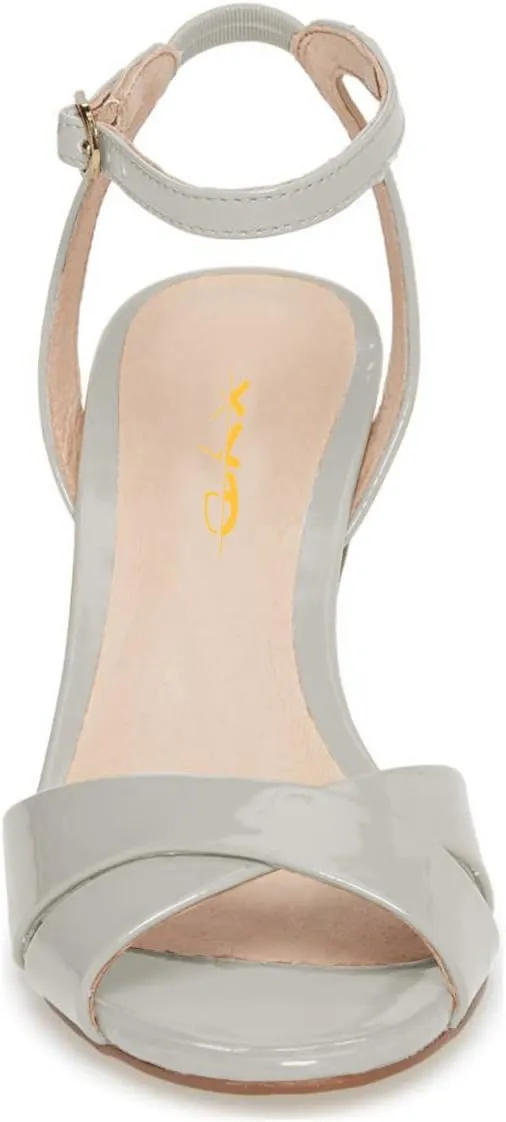 XYD Women Chic Cross Strap Slingback Ankle Strap High Heel Patent Buckle Sandal Pump Shoes