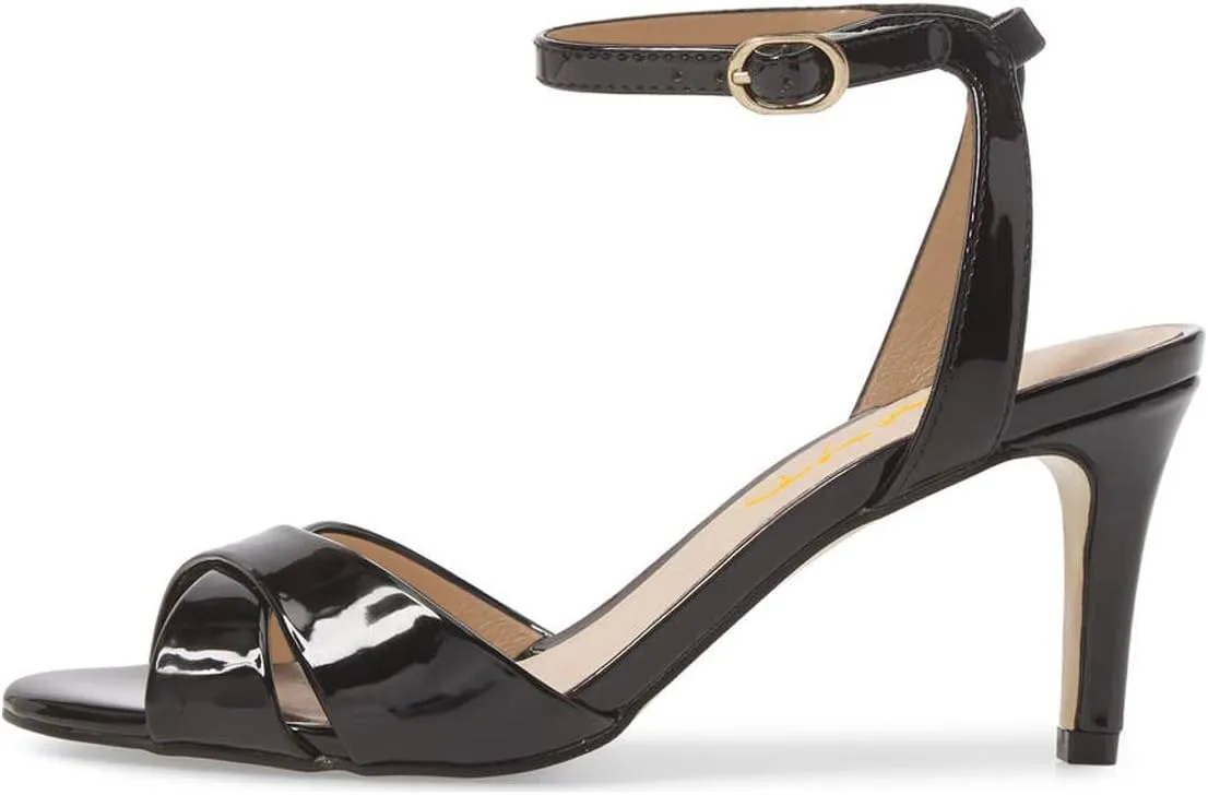 XYD Women Chic Cross Strap Slingback Ankle Strap High Heel Patent Buckle Sandal Pump Shoes
