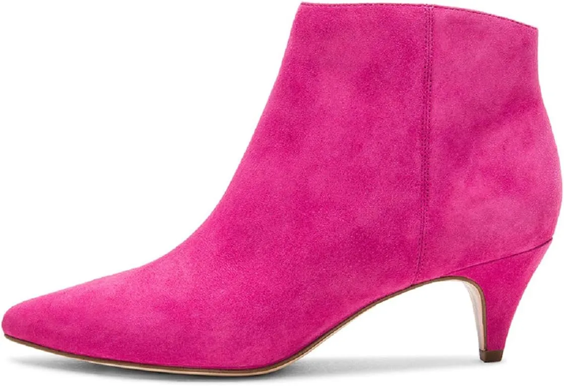 XYD Women Chic Low Kitten Heel Ankle Boots Pointed Closed Toe Side Zipper Prom Glitter Party Fashion Short Bootie Shoes