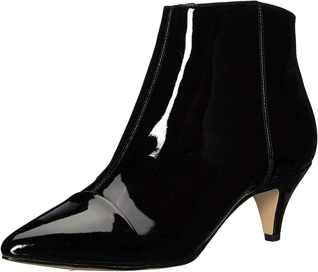 XYD Women Chic Low Kitten Heel Ankle Boots Pointed Closed Toe Side Zipper Prom Glitter Party Fashion Short Bootie Shoes