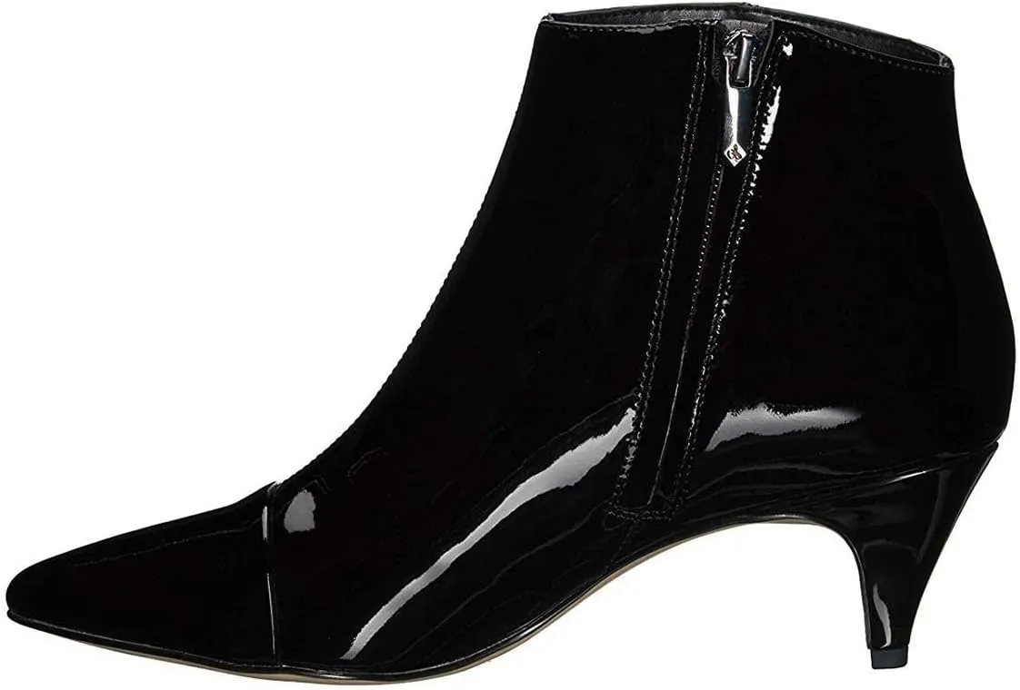 XYD Women Chic Low Kitten Heel Ankle Boots Pointed Closed Toe Side Zipper Prom Glitter Party Fashion Short Bootie Shoes