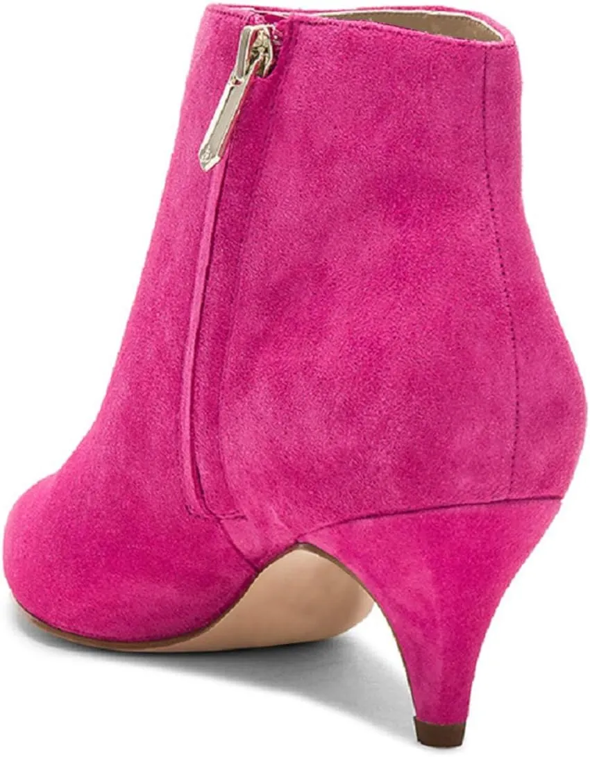XYD Women Chic Low Kitten Heel Ankle Boots Pointed Closed Toe Side Zipper Prom Glitter Party Fashion Short Bootie Shoes