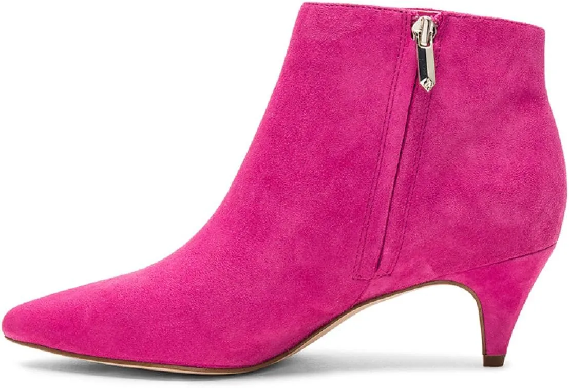 XYD Women Chic Low Kitten Heel Ankle Boots Pointed Closed Toe Side Zipper Prom Glitter Party Fashion Short Bootie Shoes